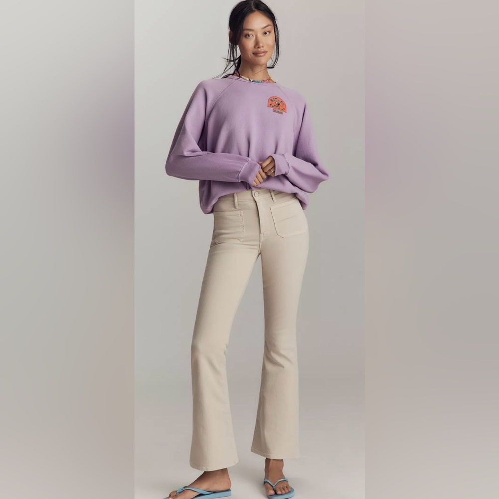 MOTHER The Patch Pocket Weekender High-Rise Flare Jeans Color: Wacky Khaki